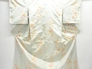 未使用品　抽象枝花模様織出し十日町紬着物